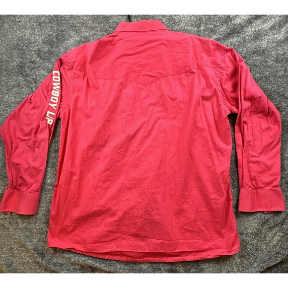 Cowboy Up Pearl Snap Shirt Mens XXL Striped Long Sleeve Western Collared Pink - Picture 6 of 7
